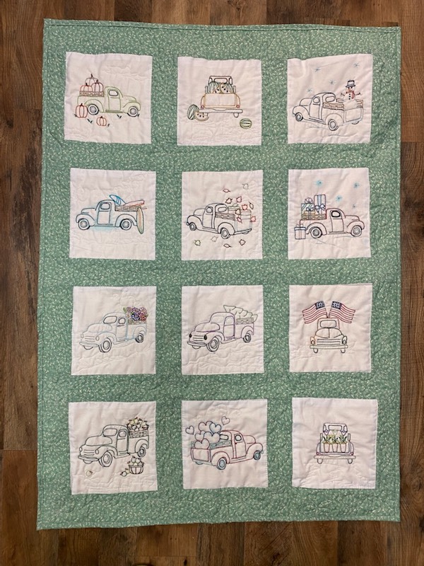 Embroidered Truck Quilt